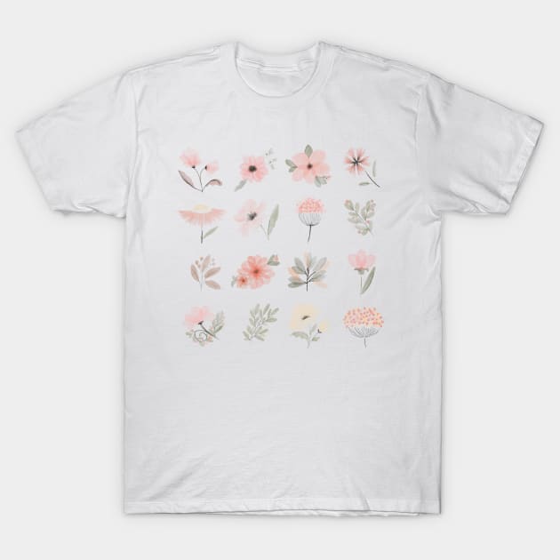 Boho Watercolor Relaxing Calming Flowers Instagram Highlight Icons T-Shirt by Relaxing Art Shop